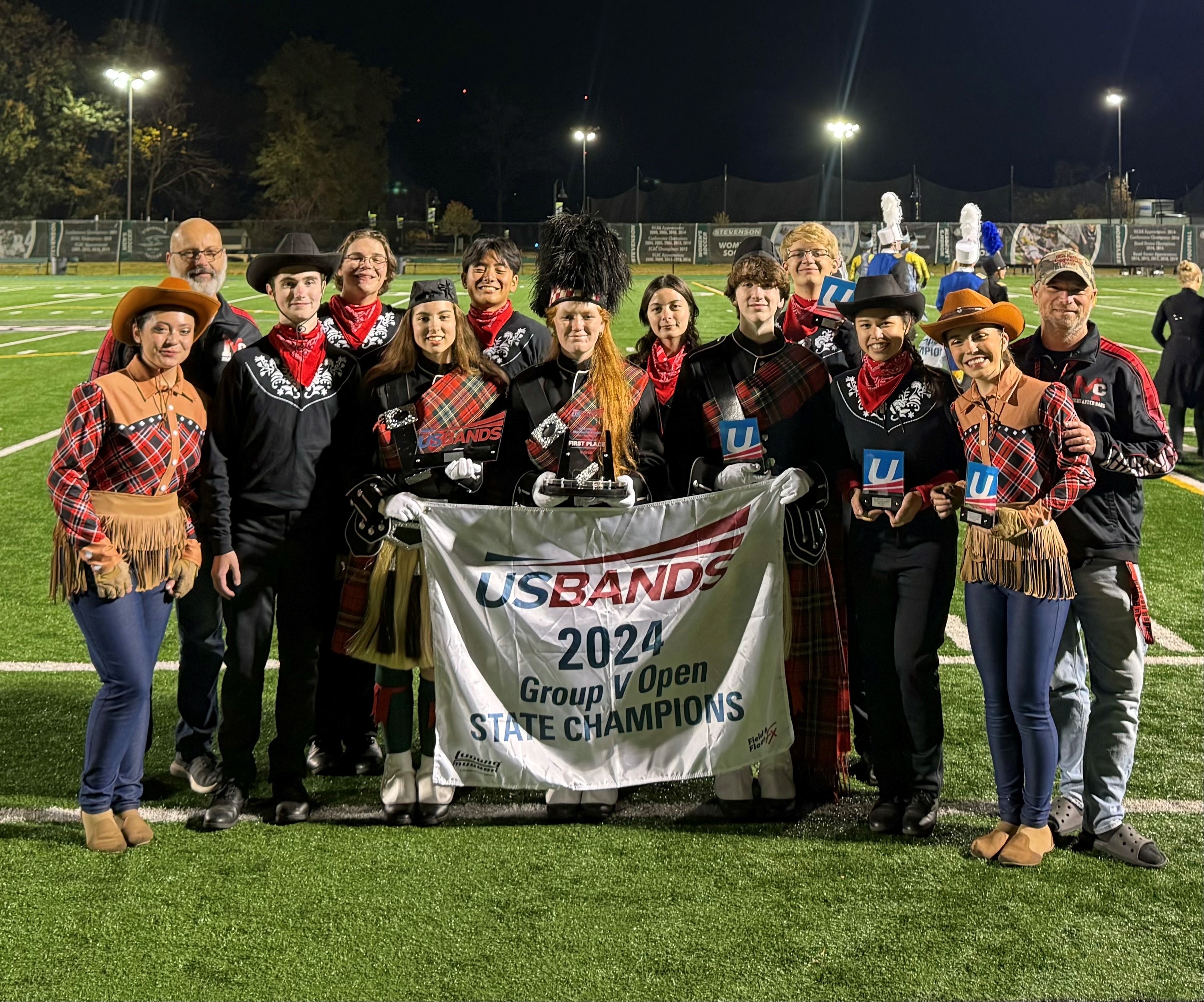 McLean Band Students Holding a USBands Banner